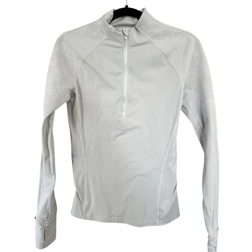 Lululemon Size 4 White Floral Zip Up Pullover